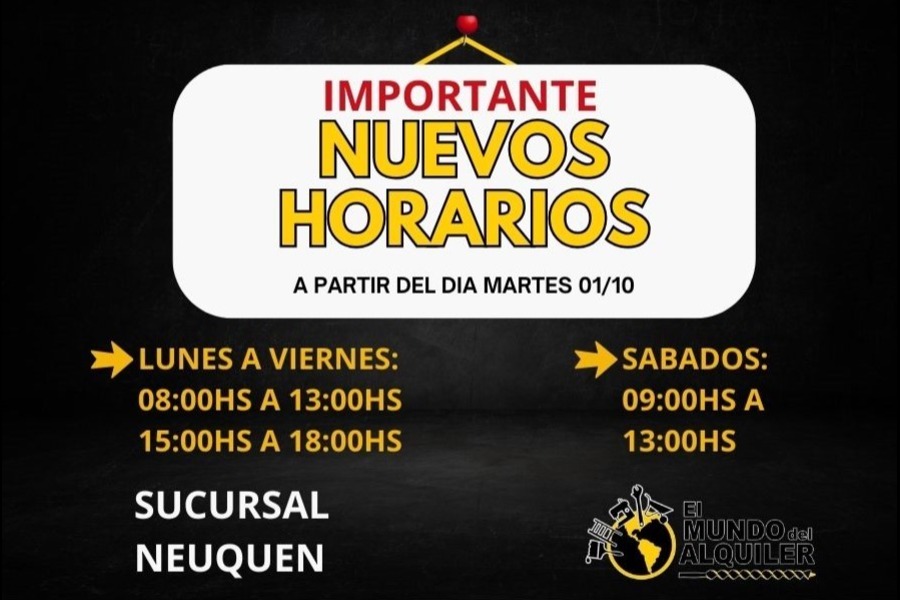 Nuevos Horarios Sucursal Neuquén